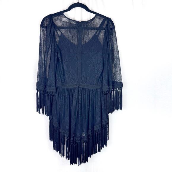 ALICE MCCALL Ready Girl Black Lace Fringe Dress with Tassels Size US 6 - Picture 4 of 6